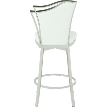 Swivel Counter Stool with Design Back - White