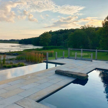 vanishing edge spa + granite decking