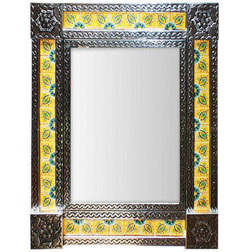 Medium Silver Colima Tile Mexican Mirror