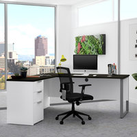 Pro-Concept Plus L-Desk With Metal Leg, White/Deep Gray