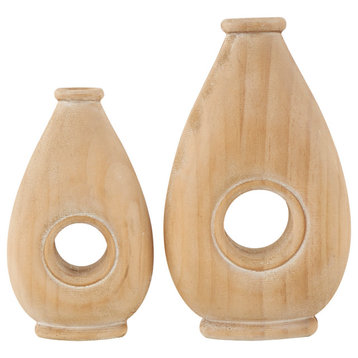 Natural Brown Wood Vase Set 564101