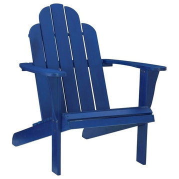 Linon Adirondack Sturdy Solid Acacia Wood Outdoor Chair in Blue Stain