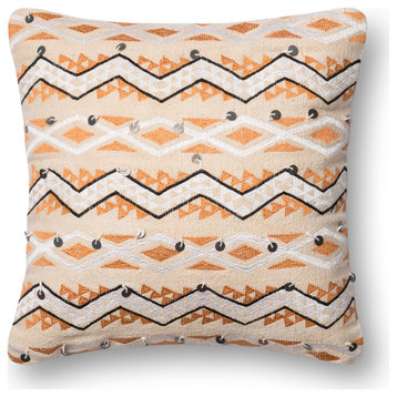 Orange/Ivory 18"x18" Decorative Accent Pillow