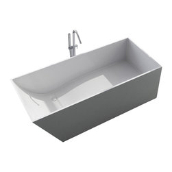 ADM Bathroom Design - ADM Shelved Rectangular Freestanding Bathtub, White, 62.9" - Bathtubs