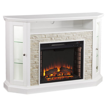 Redden Corner Electric Media Fireplace - White Natural