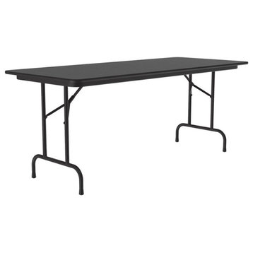 Pemberly Row 30"W x 72"D Melamine Top Folding Table in Black Granite