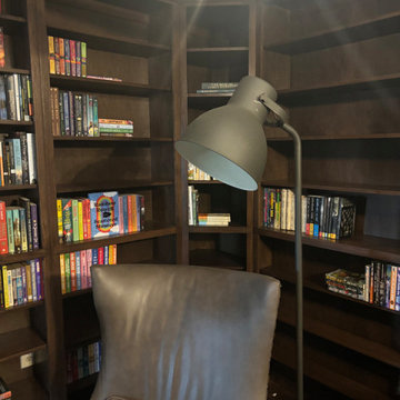 Library Room / Study with Custom Shaker Bookcases and Corner Reading Nook