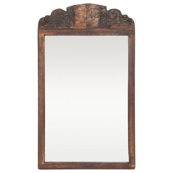 30 Inches Reclaimed Wood Framed Wall Mirror, Natural