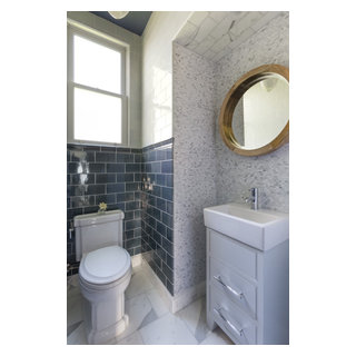 Sunnyside Blue Powder Room - Transitional - Powder Room - San Francisco ...