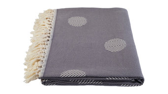 Dark Grey and Off White Chevron and Circles Throw