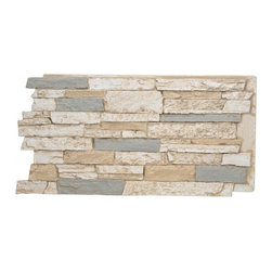 141-BRIGHTON FAUX WIDE STACKED STONE WALL PANELS - 24"H - Wall Panels