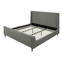 Bedford King Upholstered Platform Bed in Gray - Platform Beds