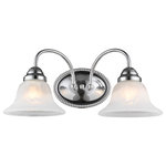 Livex Lighting - Edgemont Bath Light, Chrome - This two light bath vanity from the Edgemont collection is a fine and handsome fixture that features white alabaster glass. Edgemont is comprised of traditional iron forms in a polished chrome finish.