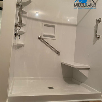 White Acrylic Shower System + LVP Flooring