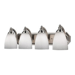 Elk Lighting - Satin Nickel Four-Light Bath Light with Simply White Glass - Bathroom Vanity Lighting