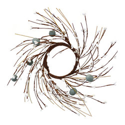 Shea's Wildflower - Robin Egg And Pit Berry Ring, 2.5", Blue - Wreaths And Garlands