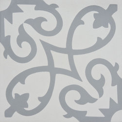 Moroccan Mosaic and Tile House - Agadir Handmade Cement Tile, Gray/White, Sample - Wall And Floor Tile