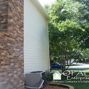 Hardie Sail Cloth fiber cement siding & trim. Naperville home w brick & siding.