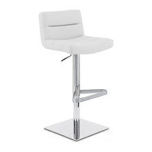 White Lattice Square Base Adjustable Height Swivel Armless Bar Stool