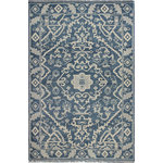 Bashian - Bashian Palmyra Azure Area Rug, 5'x7.6' - Enter a serene world, where harmonious colors and light and airly designs meet to form artistry at your feet. Graceful striations of colors, along with triple shearing to show gentle signs of wear, these pieces are reminiscent of bygone treasures.