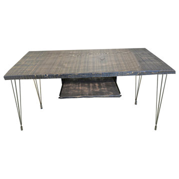 Salvaged Barn Wood Table, 3 Prong Hairpin Legs, 30x60x30, Beeswax