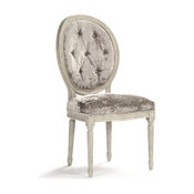 Pair Madeleine French Country Oval Velvet Dining Side Chair