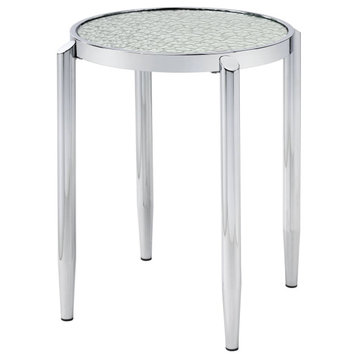 Abbe End Table, Glass and Chrome Finish