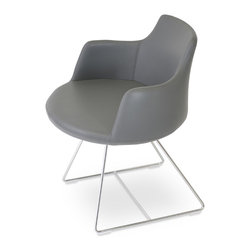 DERVISH WIRE-GREY LEATHERETTE - Dining Chairs