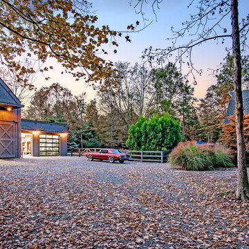 Modern Black Barn Garage + Workshop