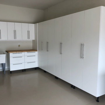 White Garage Cabinets / Blind Corner