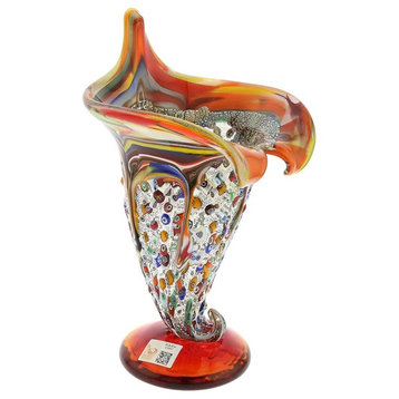 GlassOfVenice Murano Glass Millefiori Horn Of Plenty Vase - Multicolor