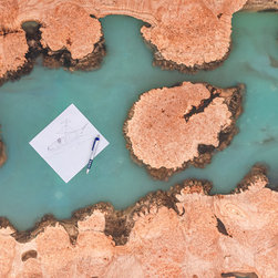 The Island Table by Kristopher Kirkpatrick featuring blue water resin - Dining Tables
