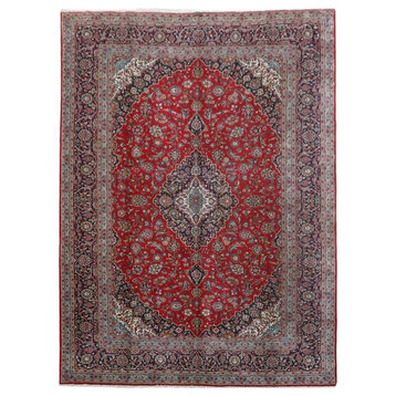 Consigned, Traditional Rug, Red, 10'x13', Kashan, Handmade Wool