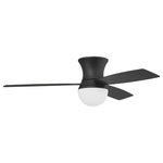 Craftmade - Daybreak 1 Light 52 in. Indoor Ceiling Fan, Flat Black - Excellent performance and contemporary style combine with the convenient features of a smart fan in the 52" Daybreak Smart flushmount ceiling fan from Craftmade. The damp rated Daybreak 52" flushmount offers a low ceiling solution, quiet energy saving 6-speed, reversible DC motor, integrated dimmable LED light with reversible blades included and is easily controlled with either the included remote controls or the integrated WIFI featuring breeze and timer functions compatible for use with most smart home devices, smart phones and systems with no additional hub needed.