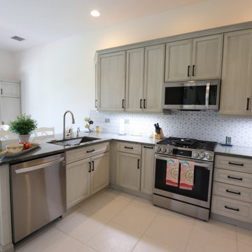 Palm Beach Gardens FL - Traditional Gray Cabinet Kitchen - Large Tile Flooring