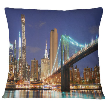 Manhattan Skyline Panorama Cityscape Photo Throw Pillow, 18"x18"