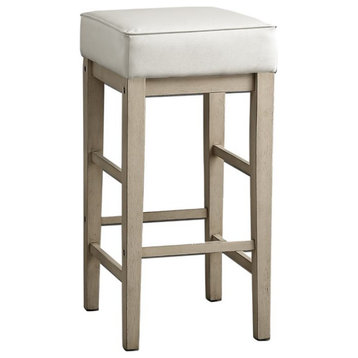 Lexicon Pittsville 29" Faux Leather Bar Stool in White (Set of 2)