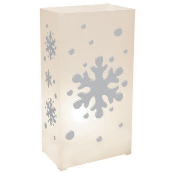 Plastic Luminaria Lanterns, White, Set of 10, Snowflake