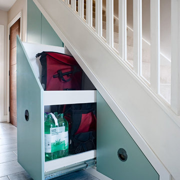 Contemporary under stairs storage solutions