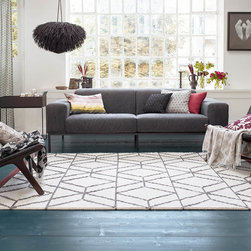 Hexagon Rugs 7703 01 by Esprit in Ivory and Rust - Rugs
