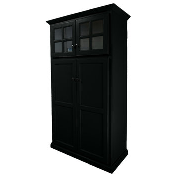 Traditional Pantry with Upper Cabinet Storage, Antique Black