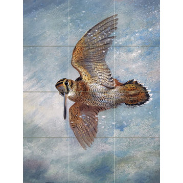 Tile Mural WOODCOCK sky fly Kitchen Bathroom Backsplash 4.25" Ceramic Matte
