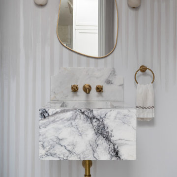 Tres Chic Powder Room Renovation - Great Neck, NY