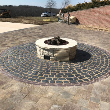 Urbana Patio with Mortared Limestone Firepit