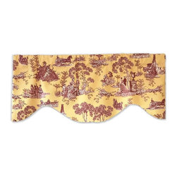 Priority Home and Design - Horse Carriage Maize Yellow and Dark Red Toile Valance - Valances