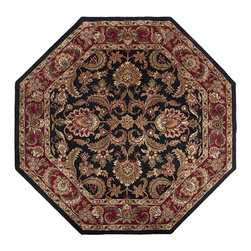 Ancient Treasures Black/Red Octagon Oriental Rug - Rugs