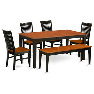 East West Furniture Nicoli 6-piece Wood Dining Set in Black/Cherry