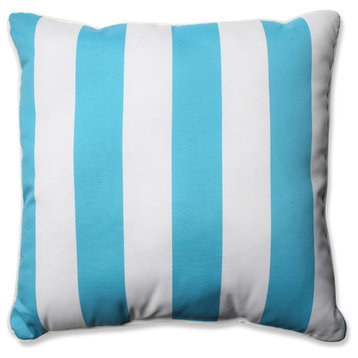 Outdoor/Indoor Cabana Stripe Turquoise 25" Floor Pillow