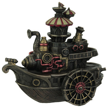 Hand Painted Steampunk Style Airship Gondola Statue