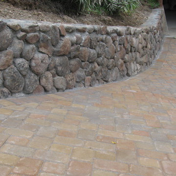 paver driveway and Sonoma field stone retaining wall